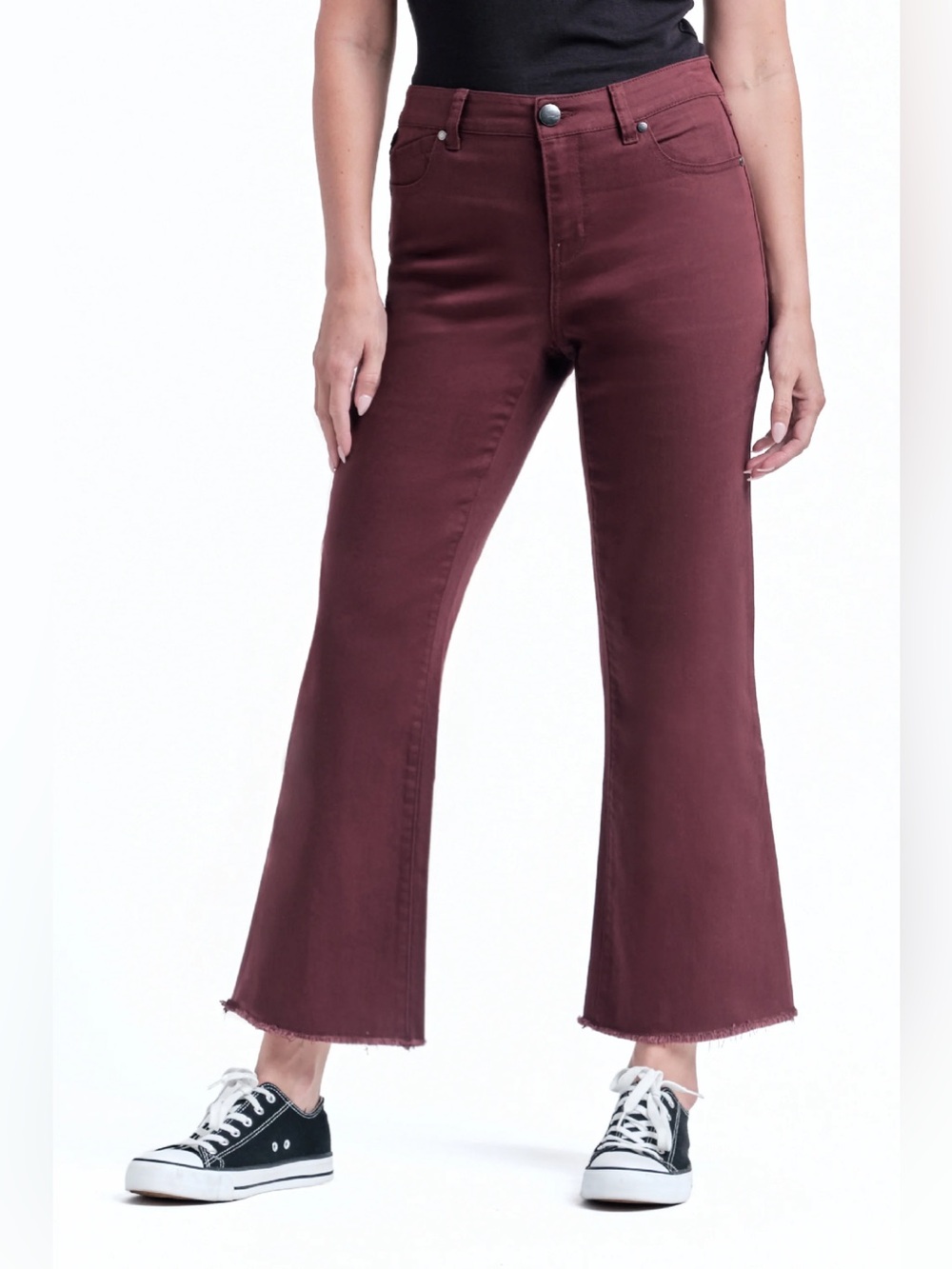 NWT- 1822 DENIM HIGH RISE DEMI BOOT Jean Burgundy Red